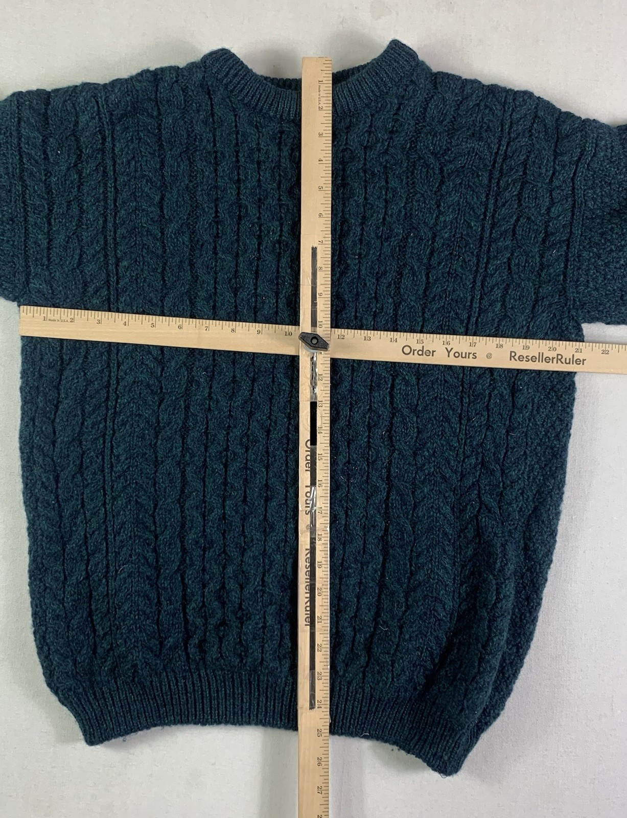 Highland Home Industries Fisherman Sweater Mens Medium Green Wool Knit Scotland
