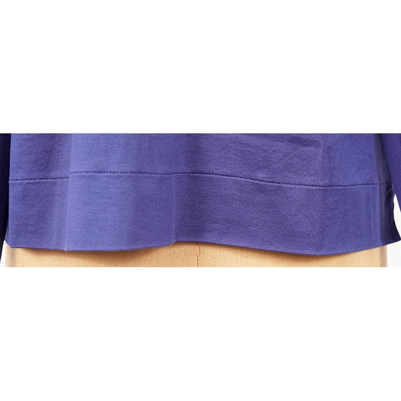 sz L NEW $1080 PRADA Men’s Cina Blue Cotton RUBBER LOGO Fold Over TURTLENECK TOP