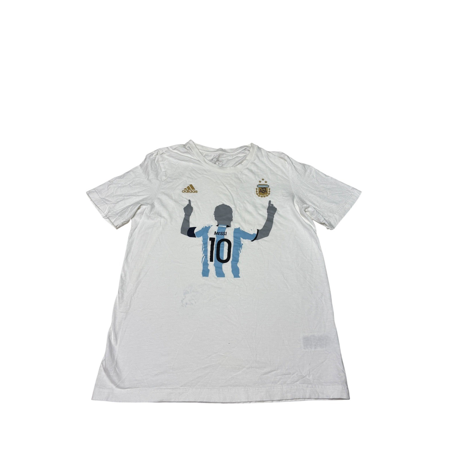 Adidas Argentina Messi 10 Graphic T-Shirt White Mens Small AFA Soccer Tee