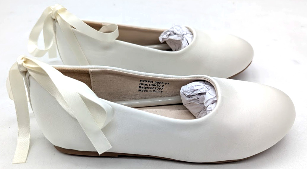*SEE DETAILS* PHIRAMIN Toddler Flower Girl Dress Shoes – Size 13 – Ivory White