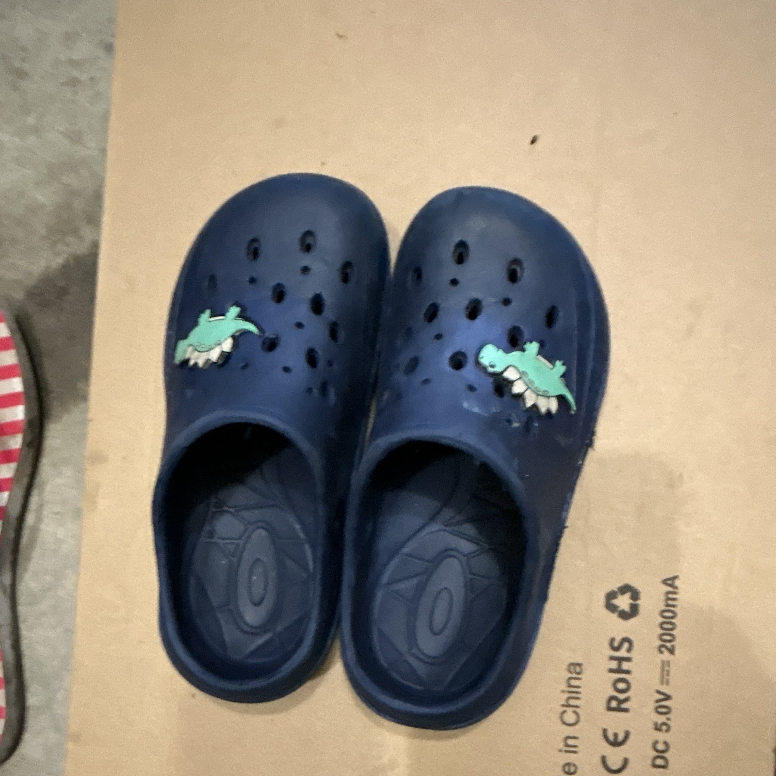 Unisex Kids Blue Clog Slip-On Casual Shoes Solid Round Toe Flat Charm