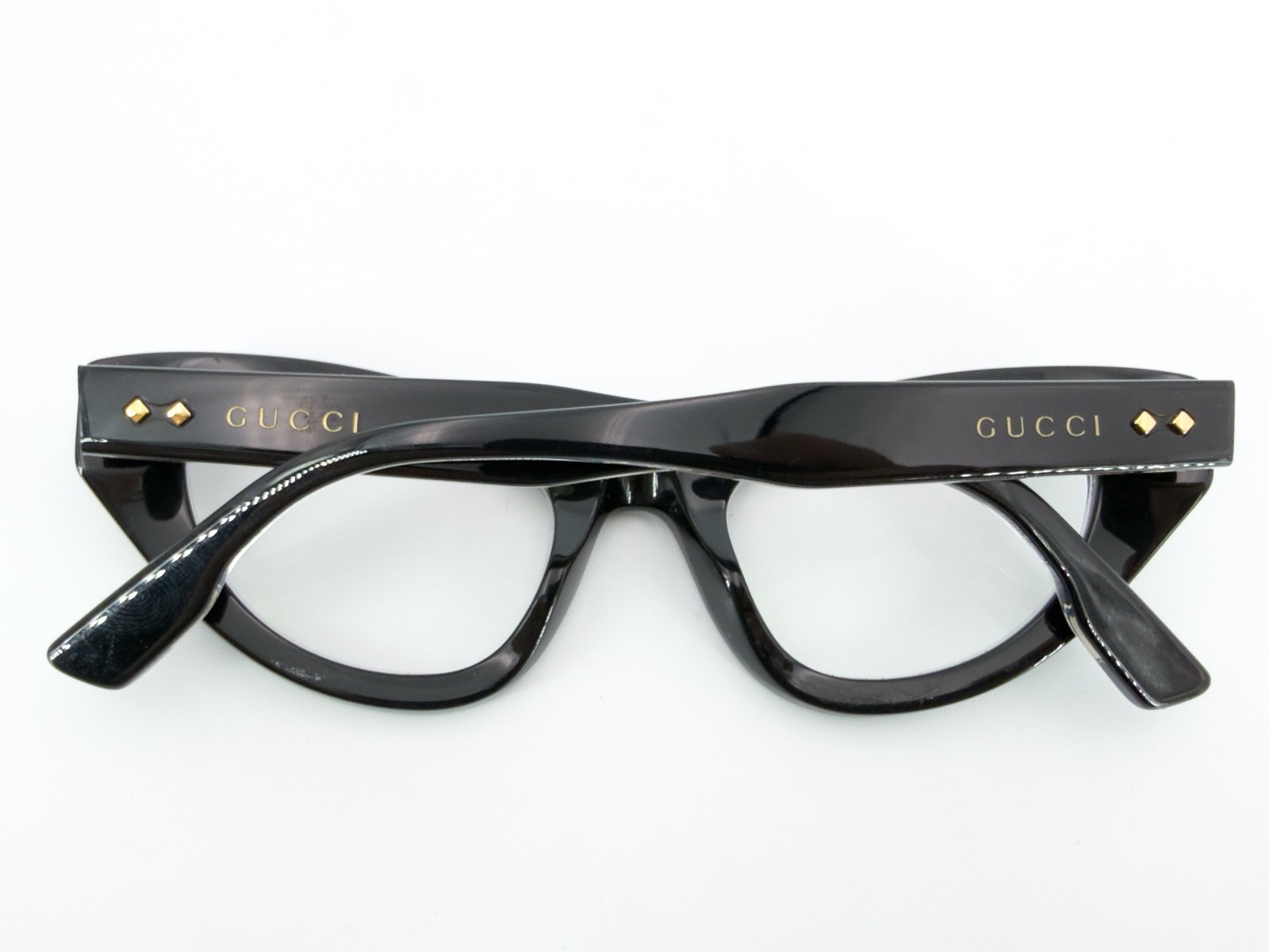 Gucci GG1083O Eyeglasses FRAMES 001 Gloss Black 49[]22-145 Gold Cat Eye M650