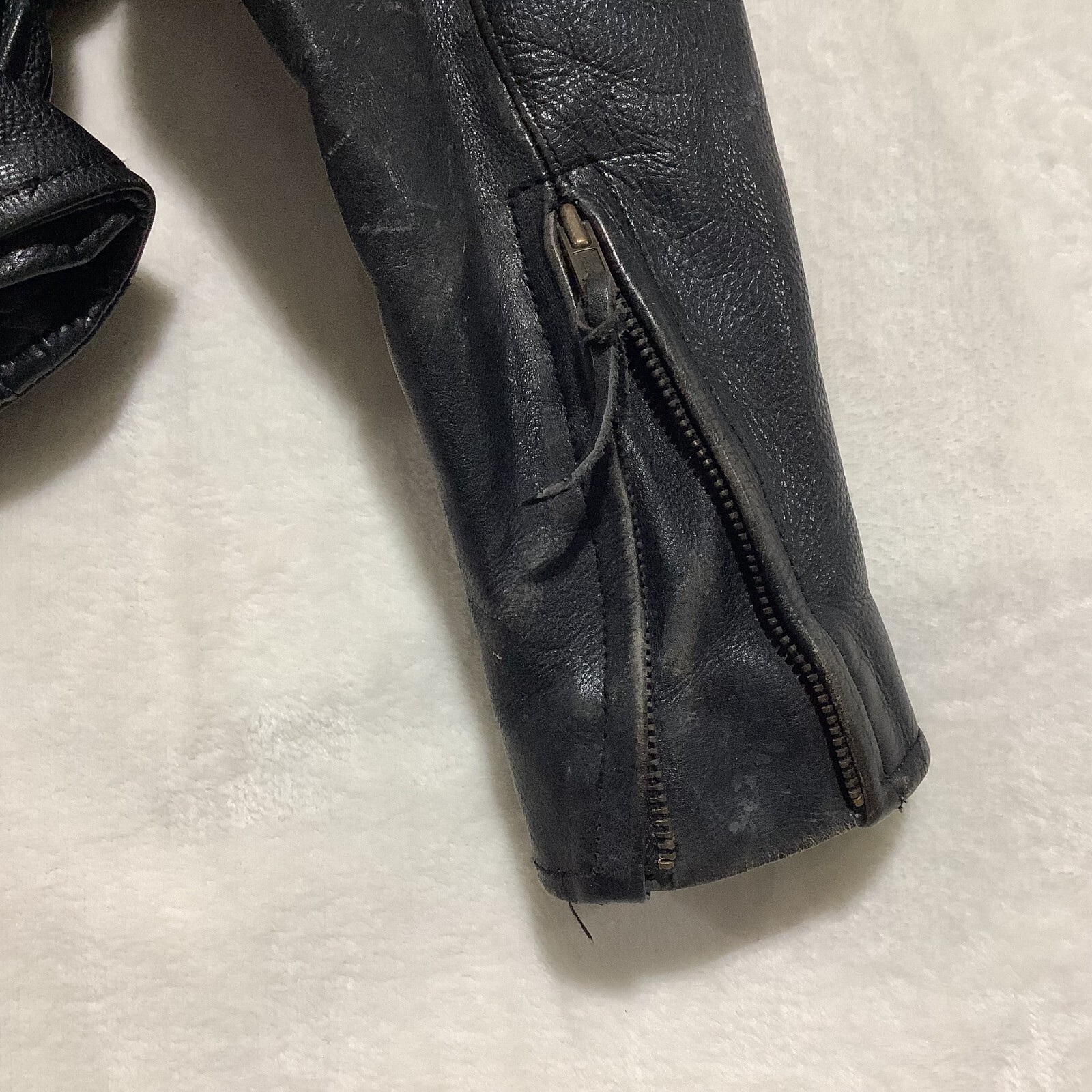 VTG RARE Trim Leather Jacket Braid Thinsulate Heavy Motorcycle Biker Liner 90s L
