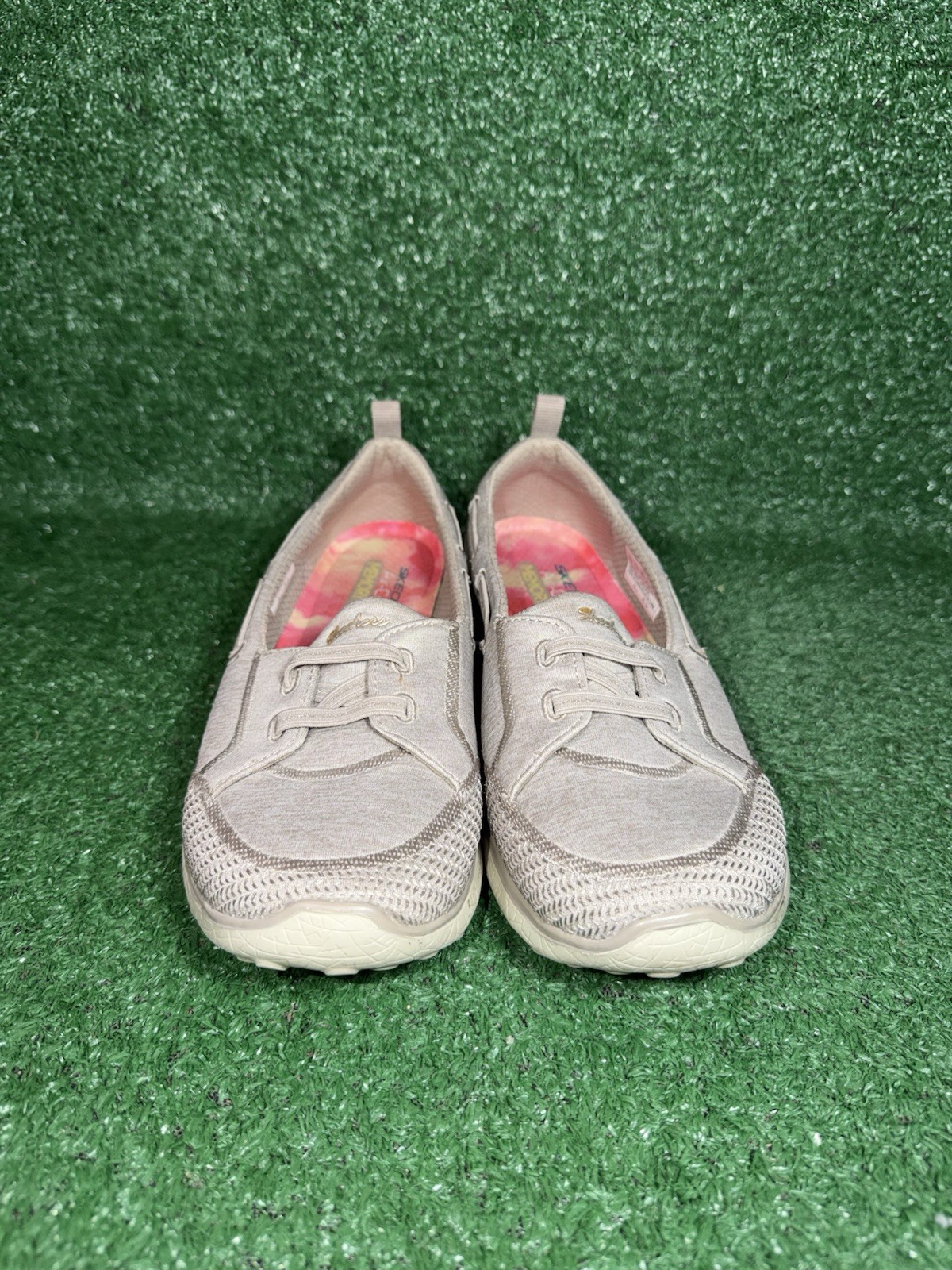 Skechers Womens 8.5 Microburst Topnotch Beige Comfort Shoes Walking Sneakers
