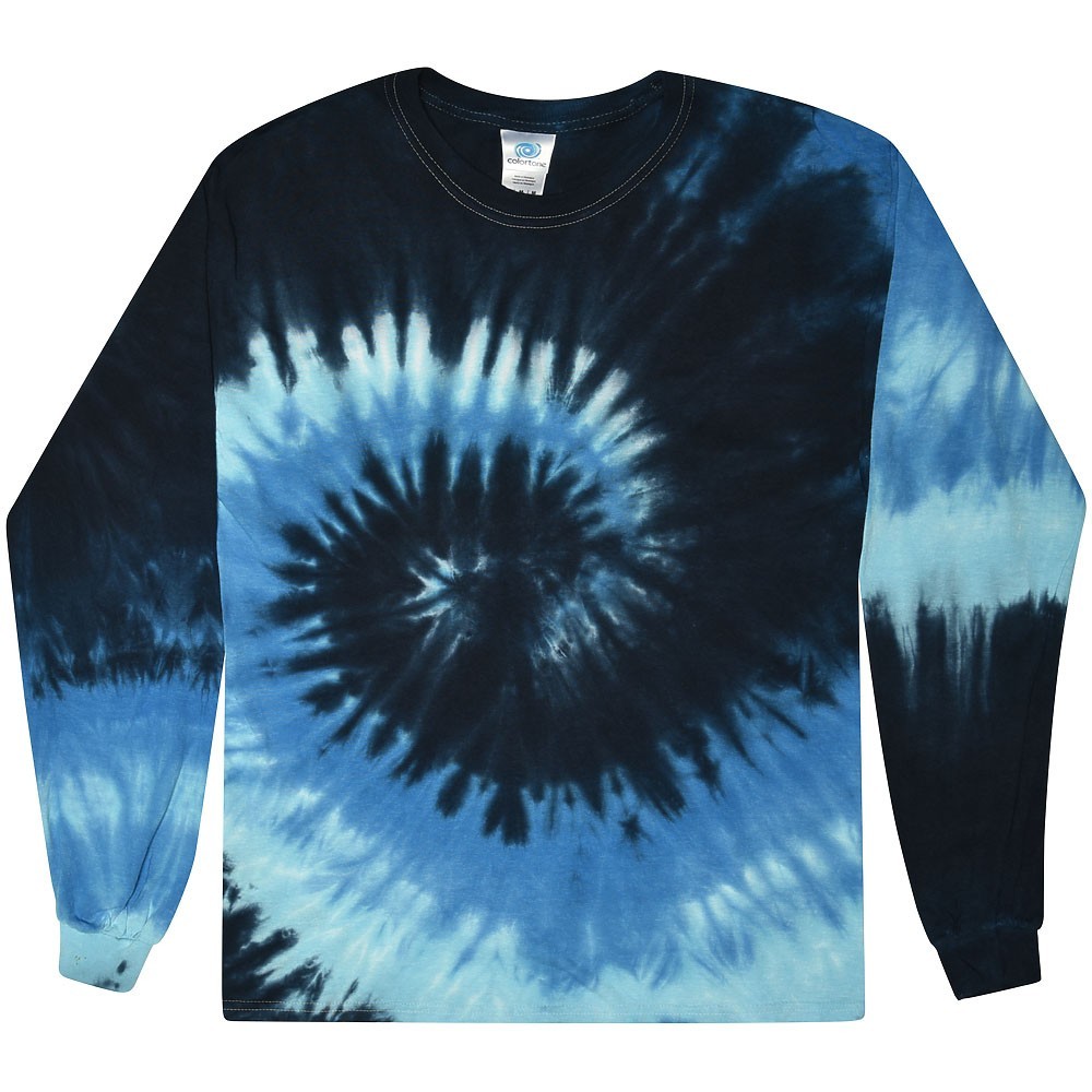 Long Sleeve Tie Dye T-Shirts Multicolor Adults & Kids Size Cotton Colortone