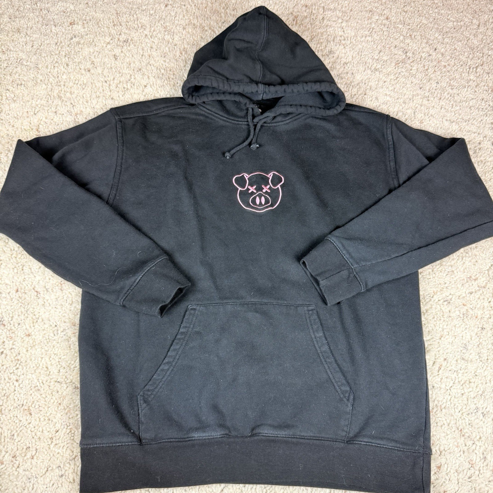 Shane Dawson Embroidered Pink Pig Hoodie Unisex Black Pullover Authentic Large