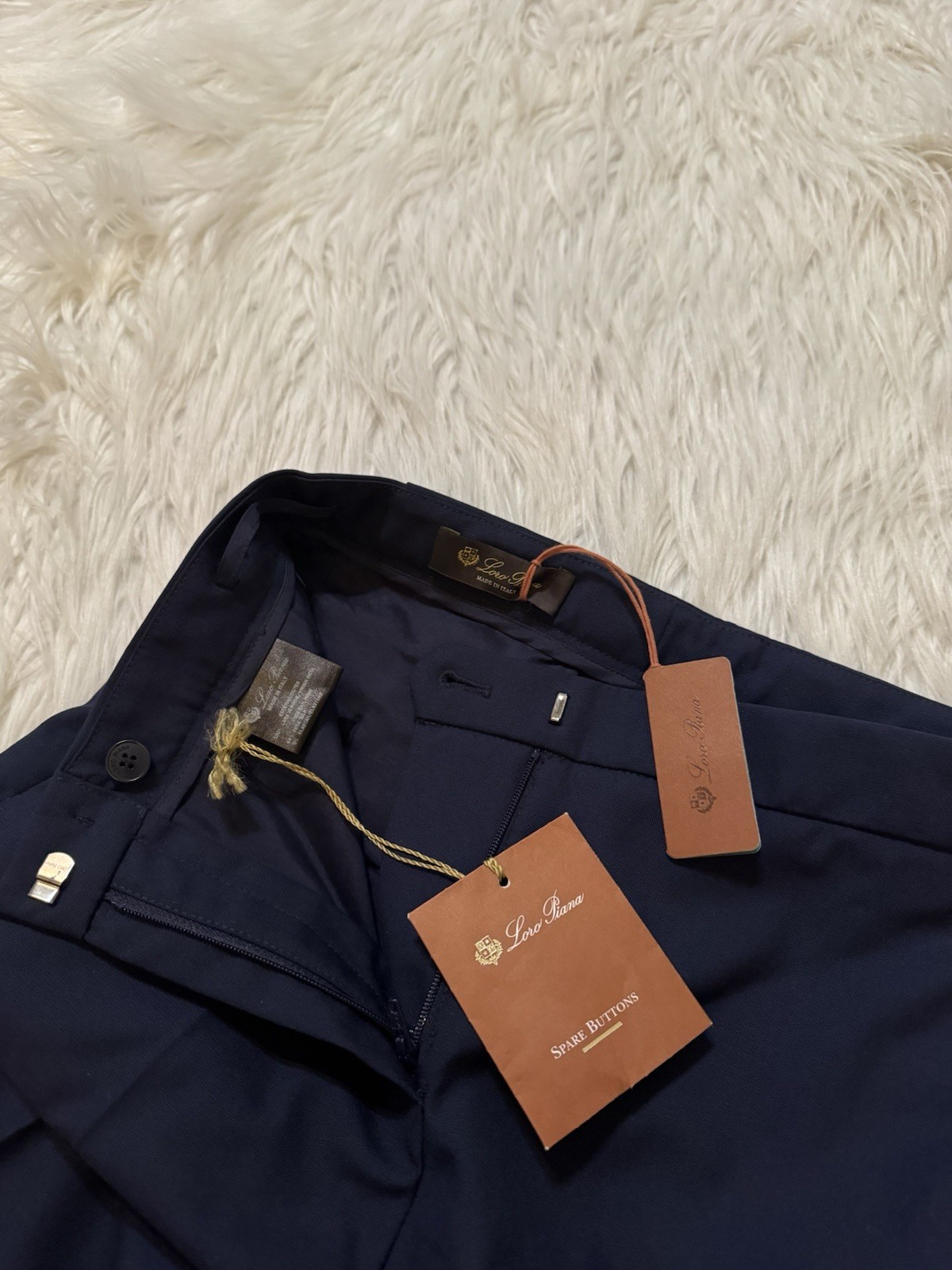 Loro Piana New Pleated Trouser Pants Wool Navy Blue Size 36