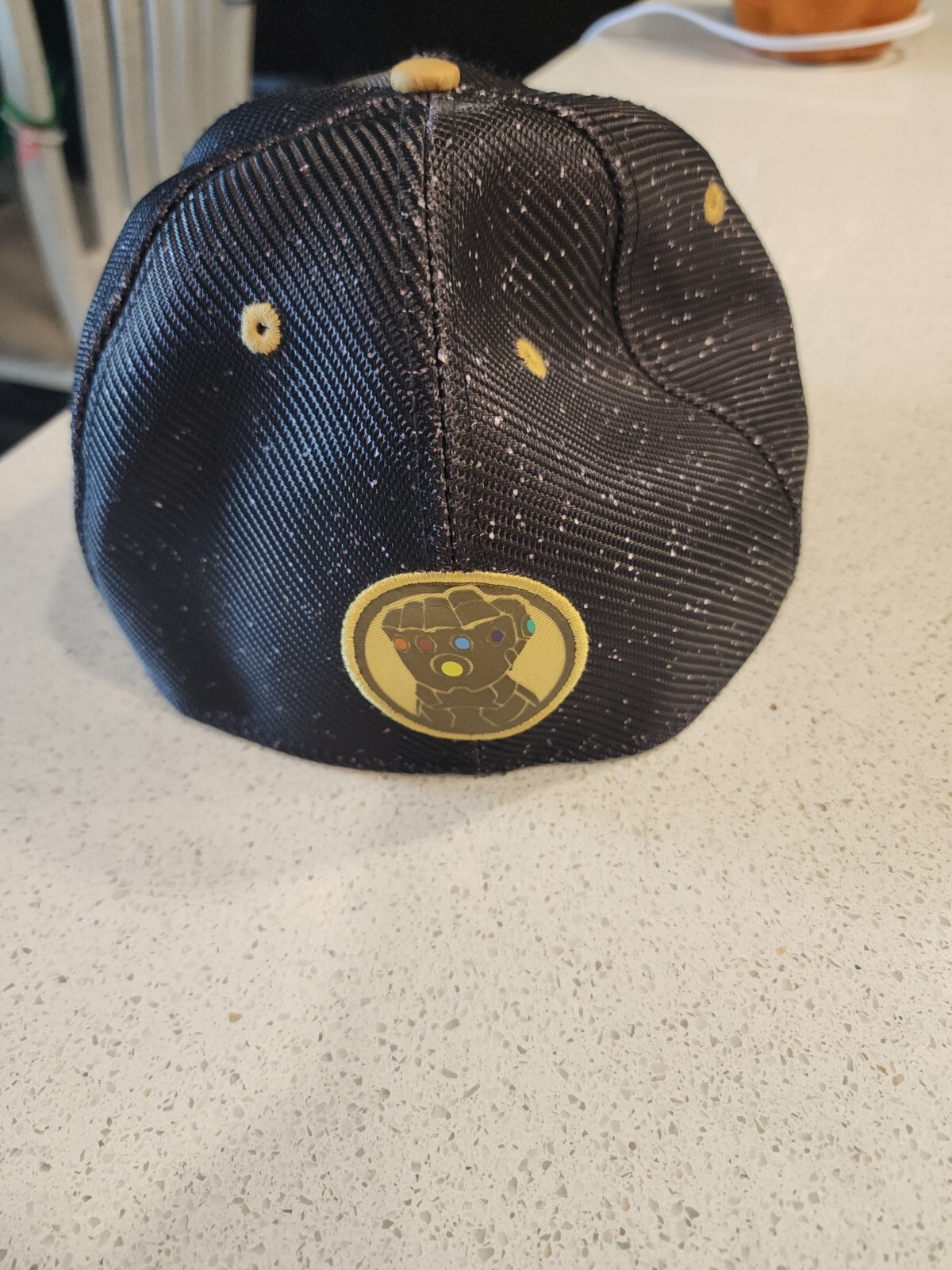 Marvel Avengers Infinity War Disney Store Hat Black Gold Plate Skull Form Fit
