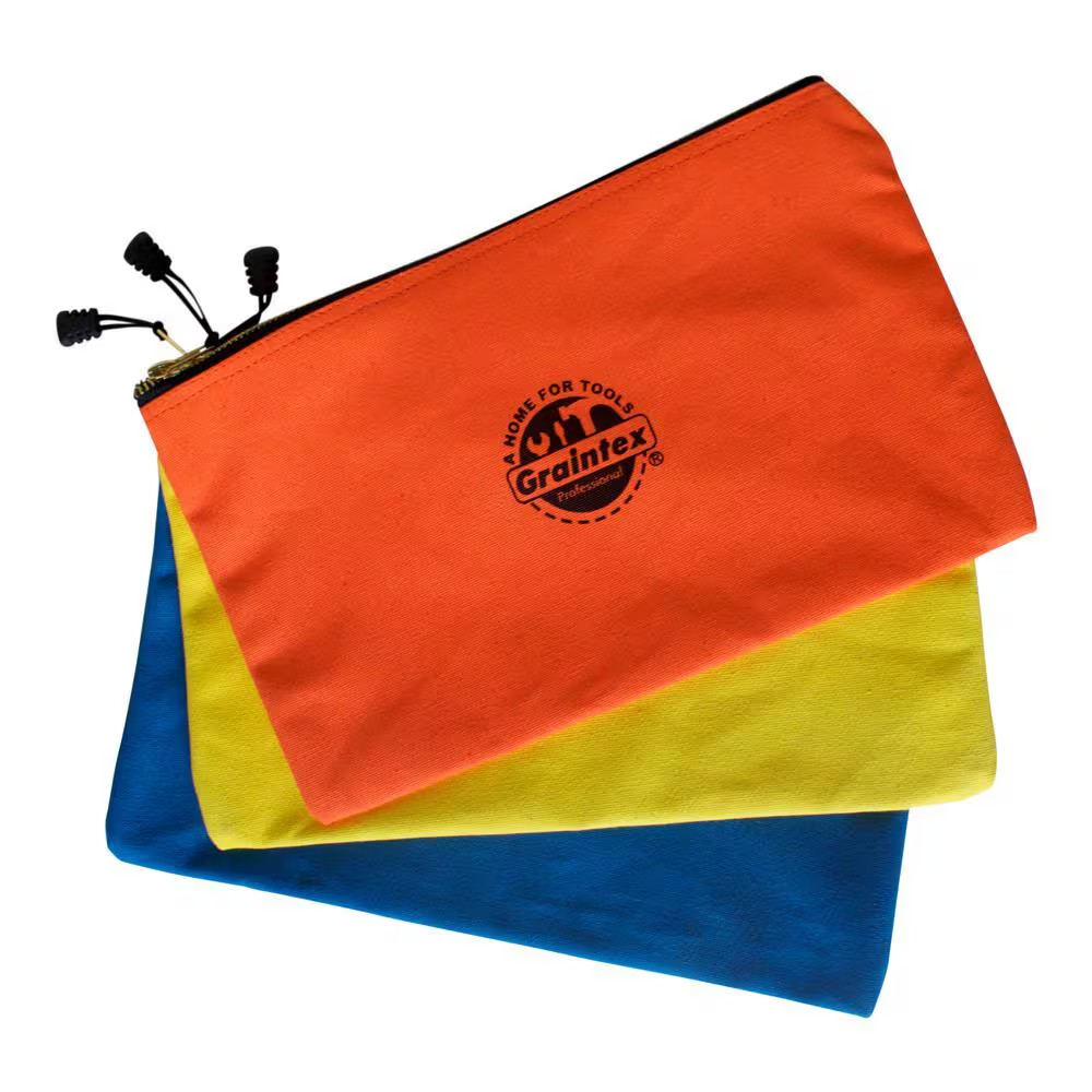 12-1/2 In. Zipper Bag in Multi-Color Canvas (3-Pack)