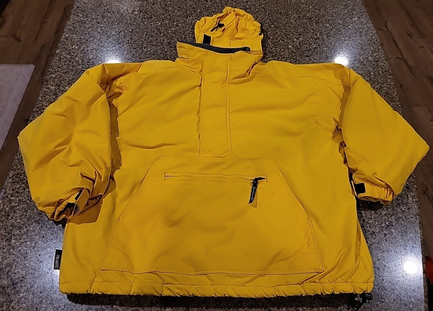 Vintage Sports master Yellow 1/4 Zip Pullover Jacket Large Lined w/Hood USA