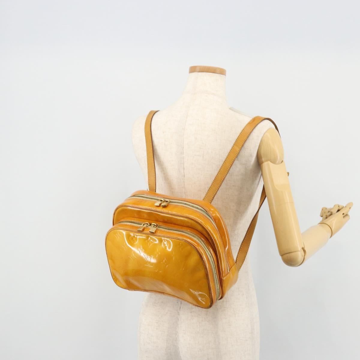 LOUIS VUITTON Monogram Vernis Marley Backpack Yellow M91040 LV Auth bs34725