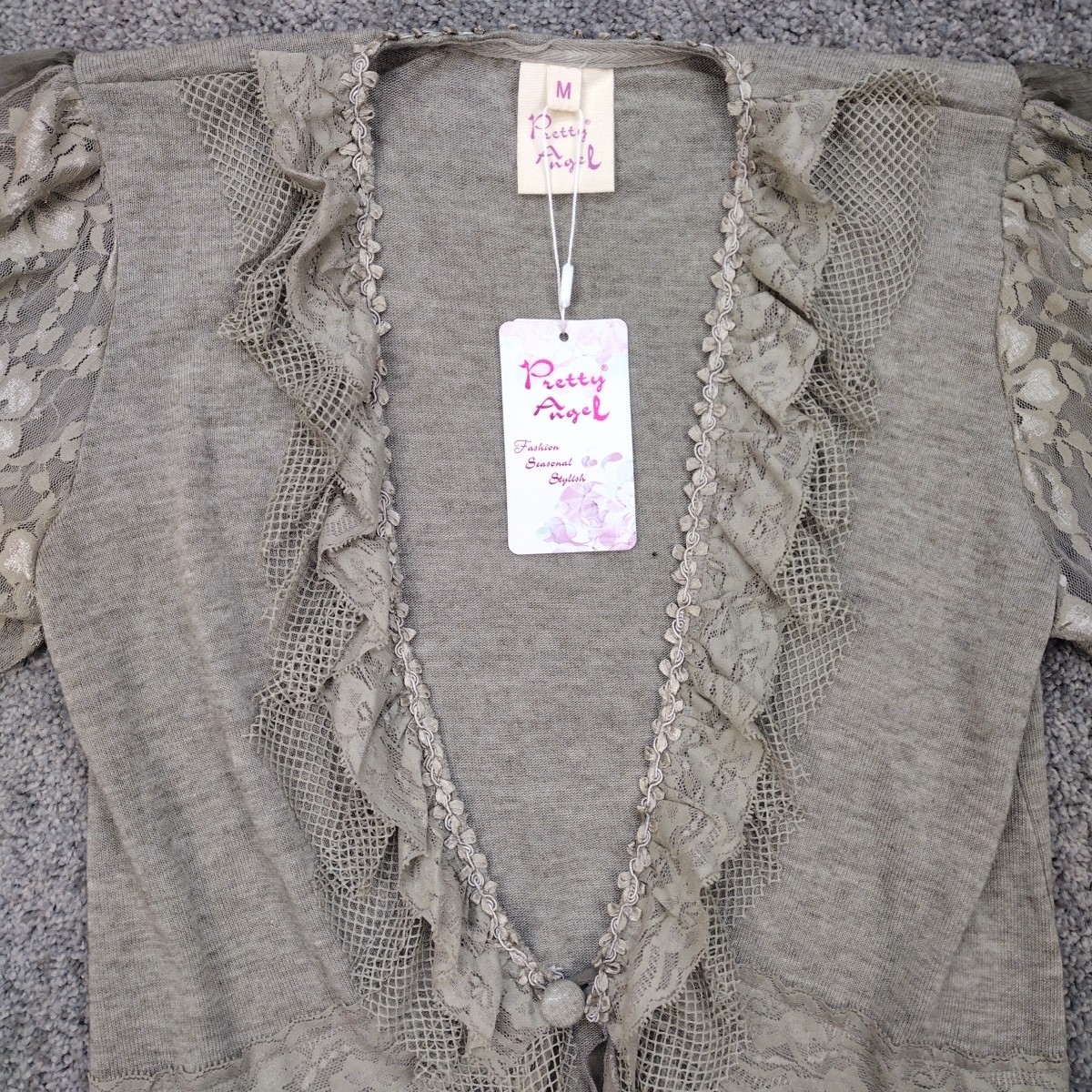 Pretty Angel NWT Green Top Tunic Women’s Size Med Y2K Lace Fairy fun Sexy Shirt