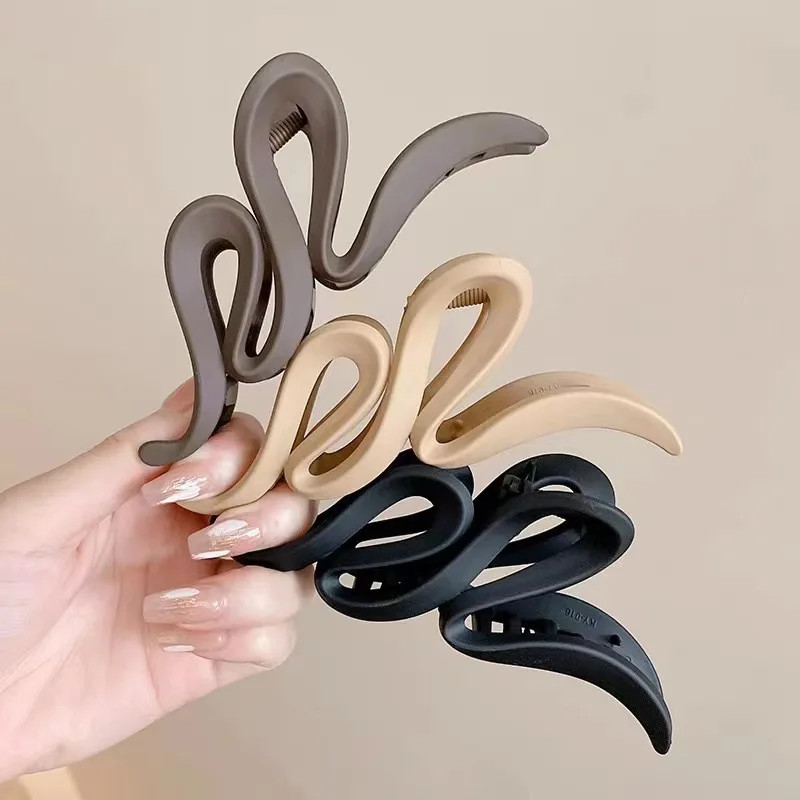 13cm Acrylic Hair Claw Clips Matte Wave Design Women Girls Hair Accessories Set