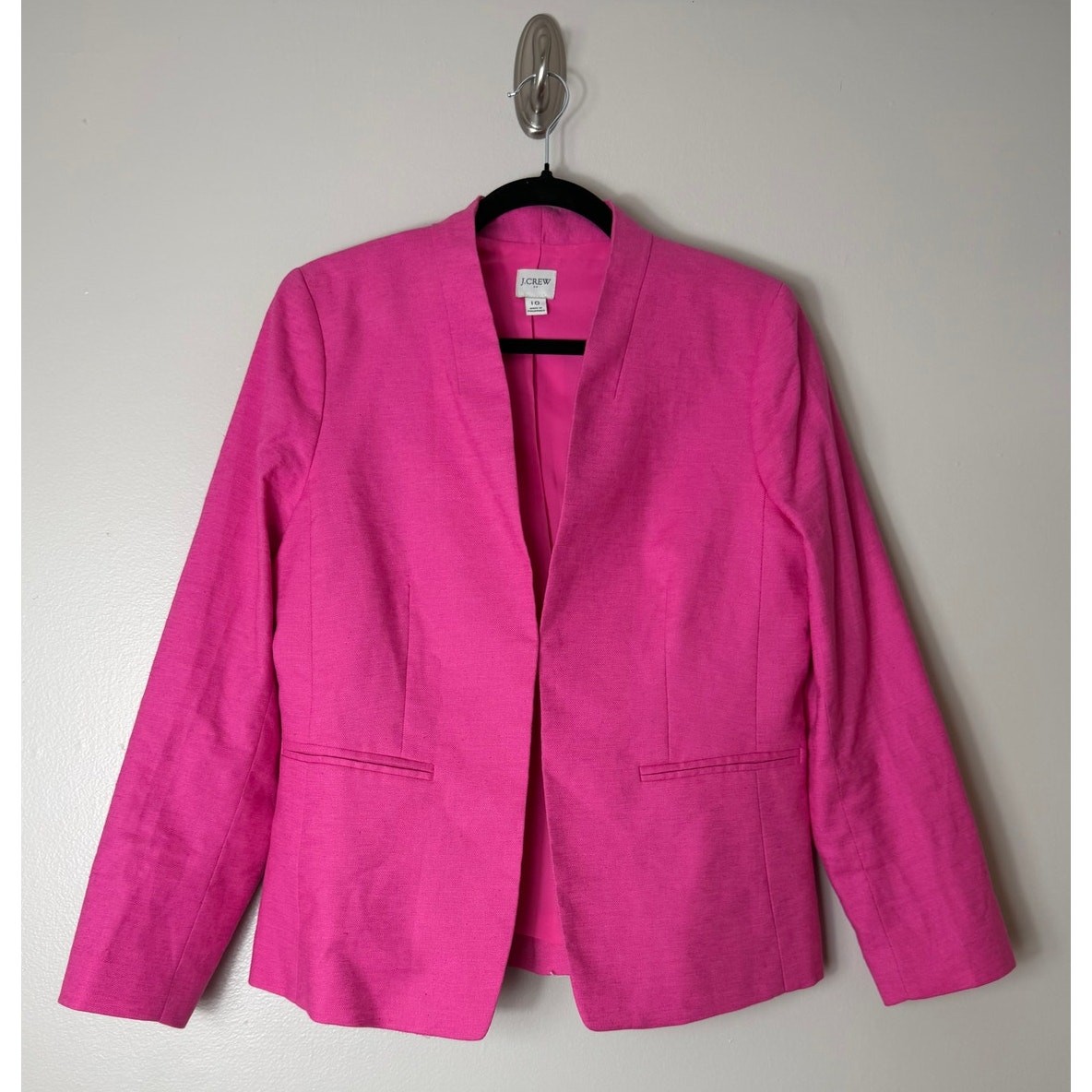 J. Crew Blazer Jacket 10 Broadway Stretch Linen Blend Pink Career Office Preppy