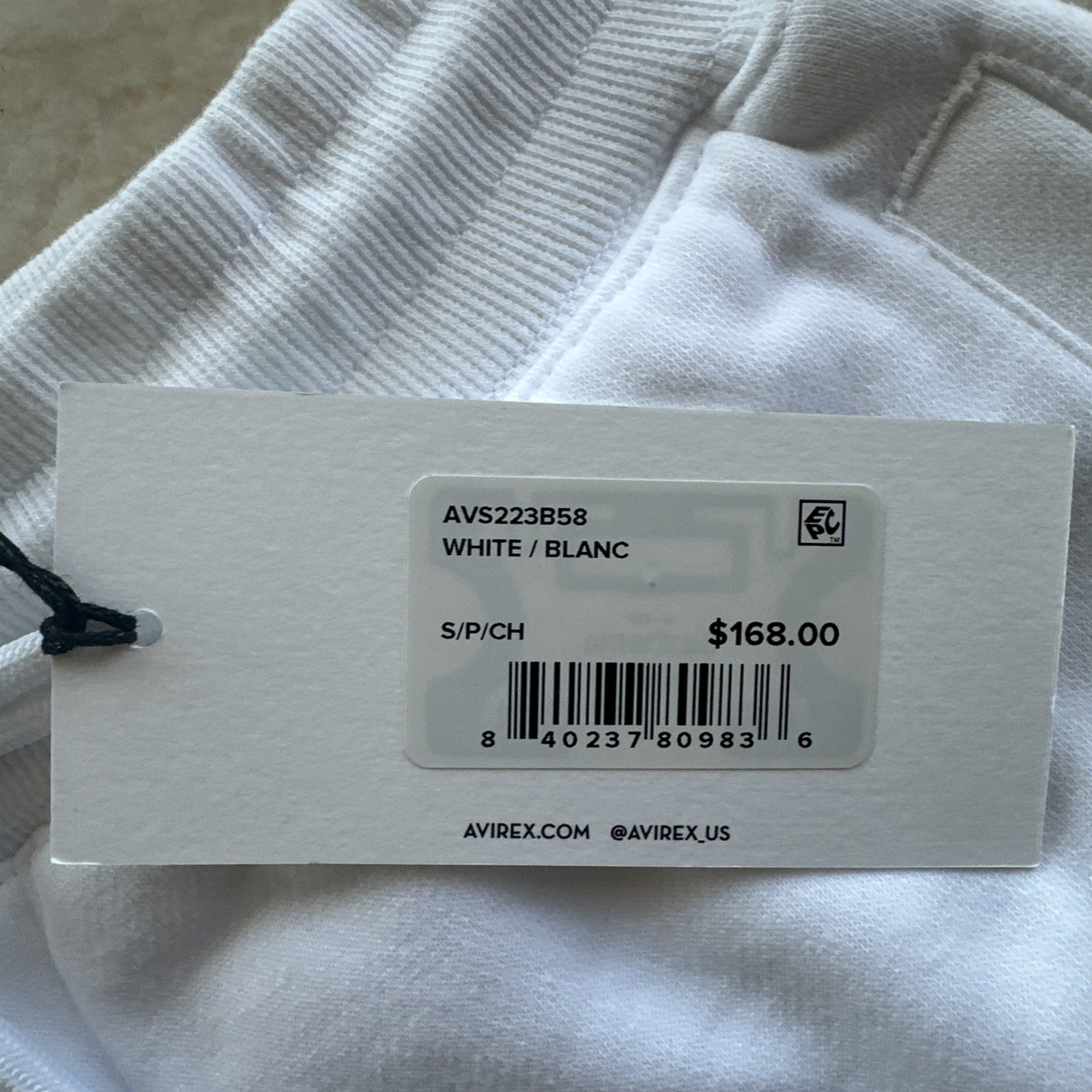 Avirex White /Blanc 100% Cotton Size Small Embroidered Shorts MSRP:$168/-New