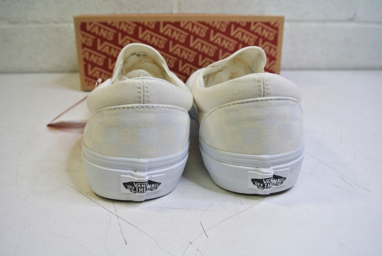 Vans VN000EYE Classic Slip On Cream Checkered Shoes Mens SZ 6, Ladies SZ 7.5