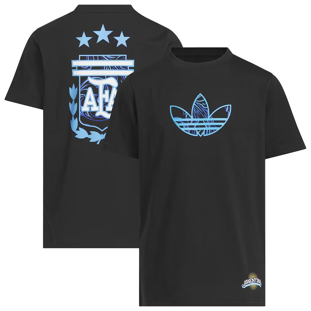 Argentina Soccer Inspired Youth 2026 Away Style Black Graphic Tee