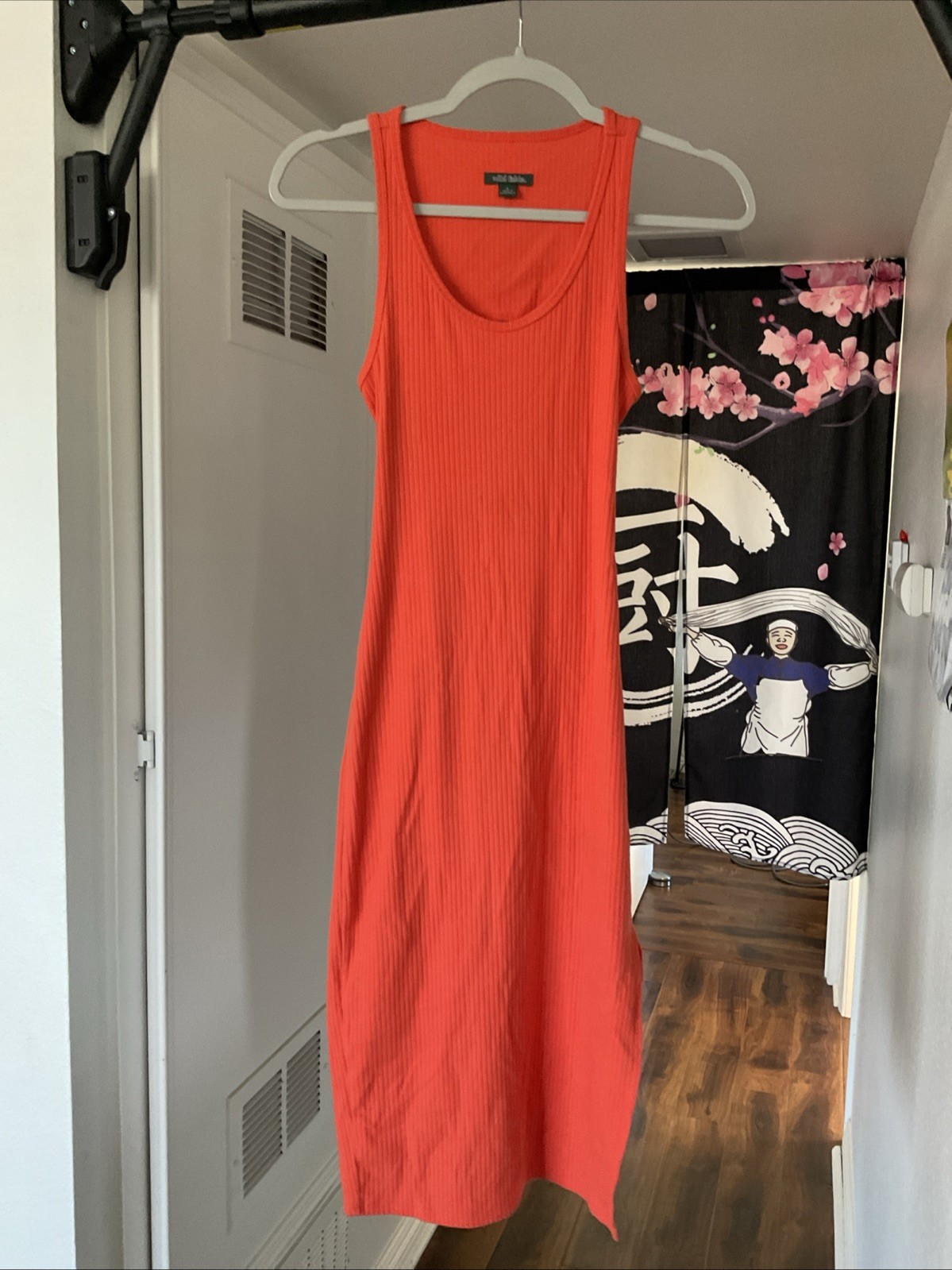 Wild Fable Target Orange Dress Small Bodycon MIDI Sleeveless Scoop Neck Cutout