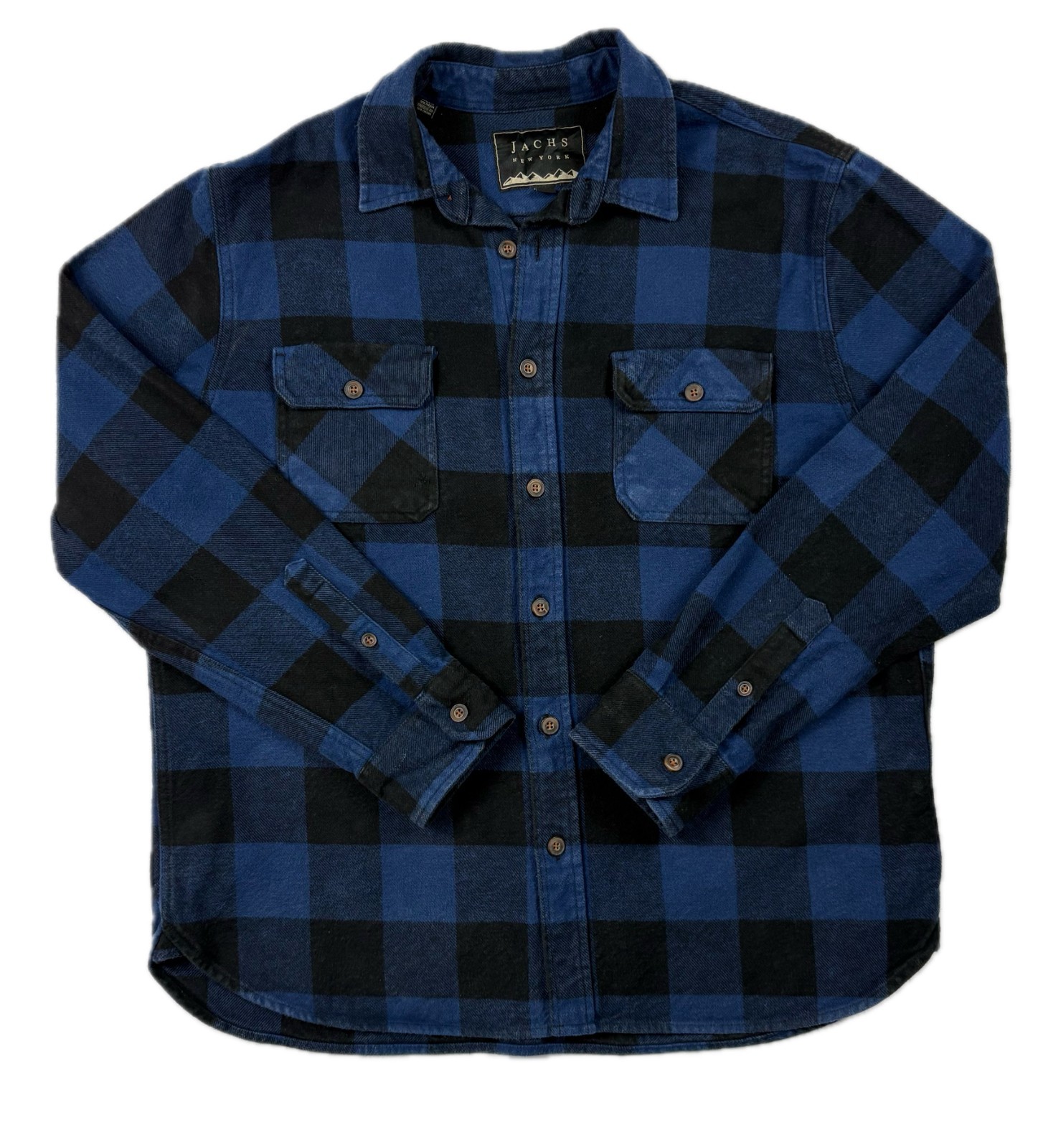JACHS New York Heavy Flannel Shirt Blue Black Check Men’s XL