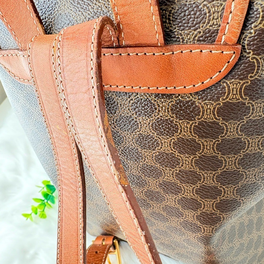 Celine Vintage Macadam PVC Leather & Canvas Backpack with COA