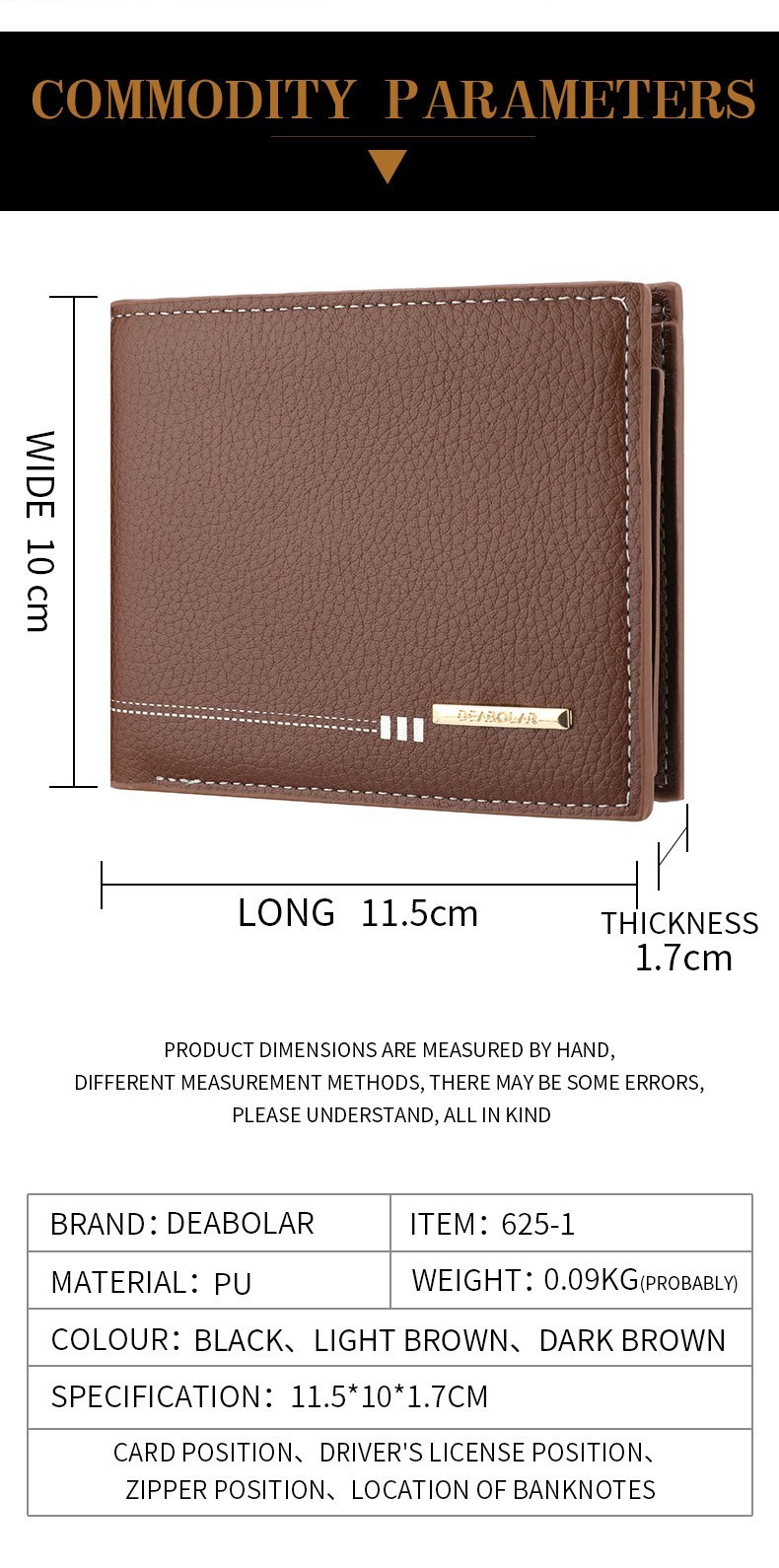 Men’s Leather Fashion Bifold Wallet Multi Card Slots Cash ID Holder Brown Black