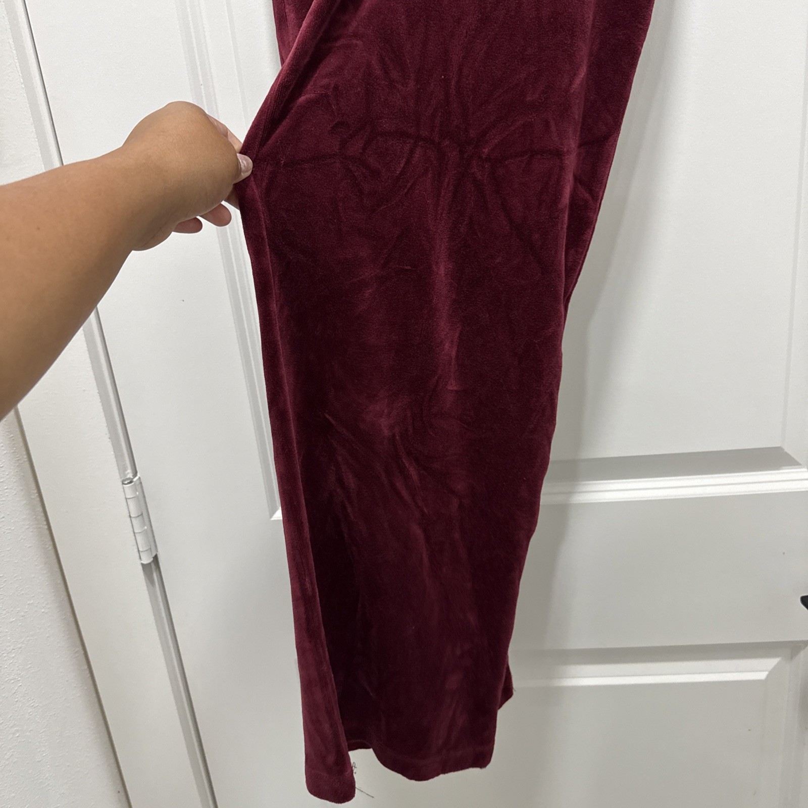 Talbots Velour Zip Front Sweatshirt & Pants Set Size Small Burgundy
