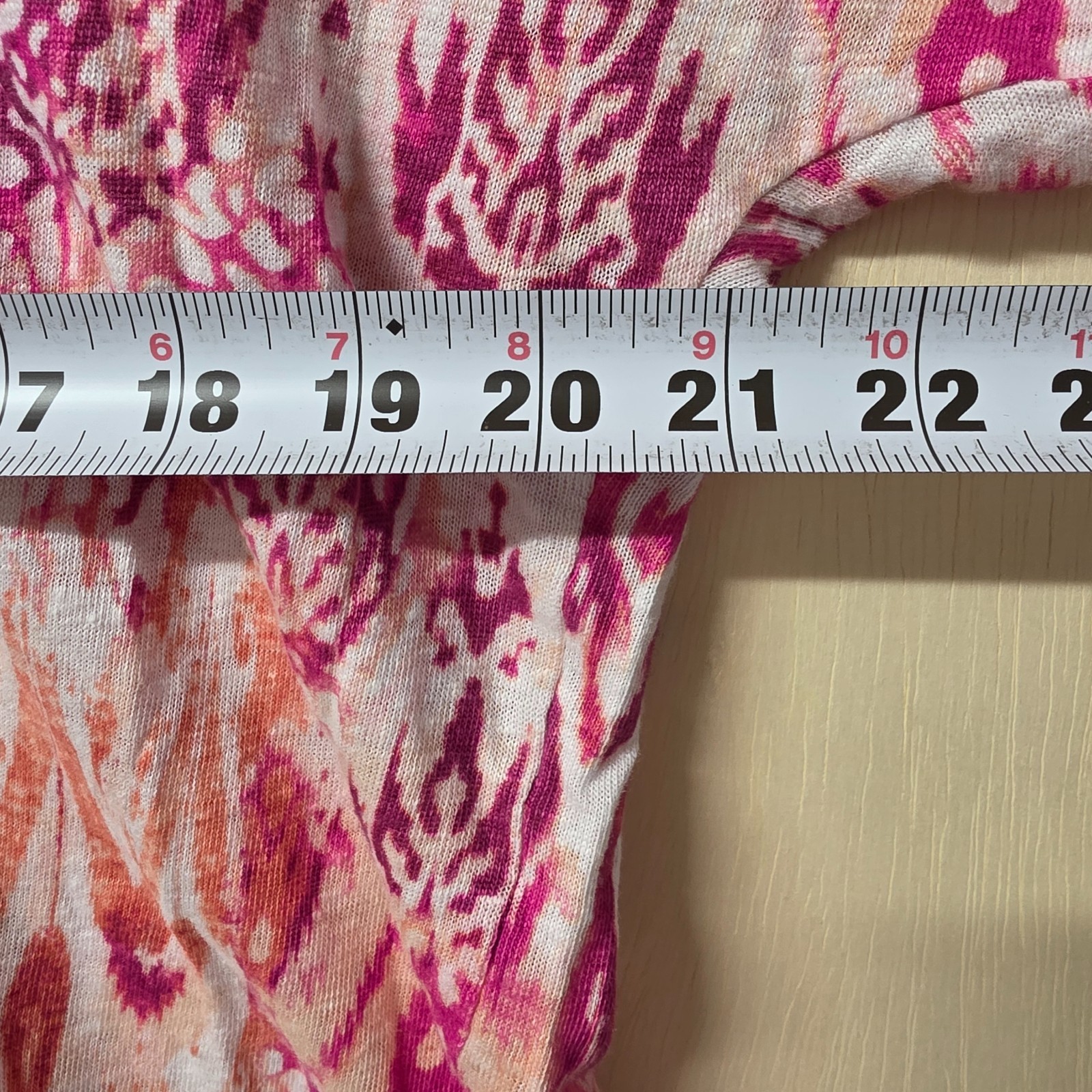 Chicos 4 XXL 100% Linen Ikat Print Dolman Top Pink Peach V Neck Boho