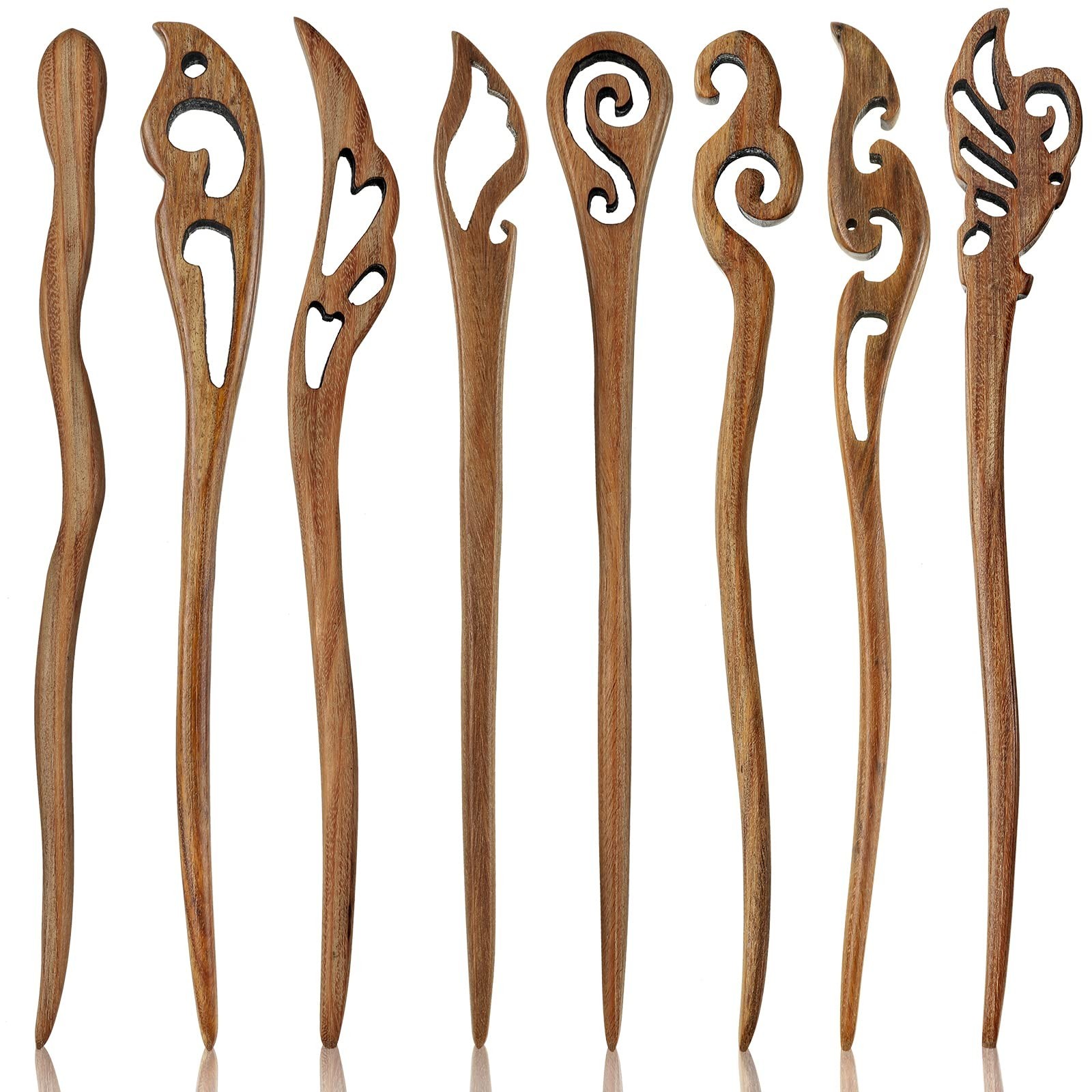 8 Wooden Hair Sticks for Women – Japanese Chopsticks, Bun Maker, Retro Hairpins
