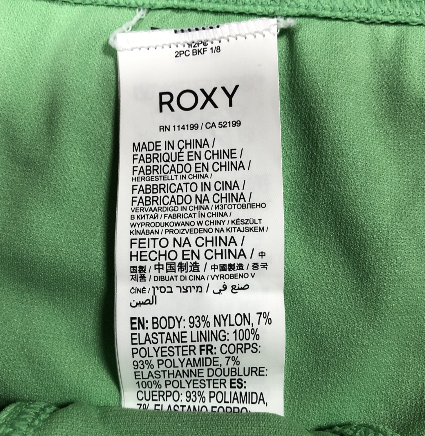 ROXY Color Jam Bikini Set Small UK 8 Absinthe Green 34A 32B 30C 2-Piece Swimwear