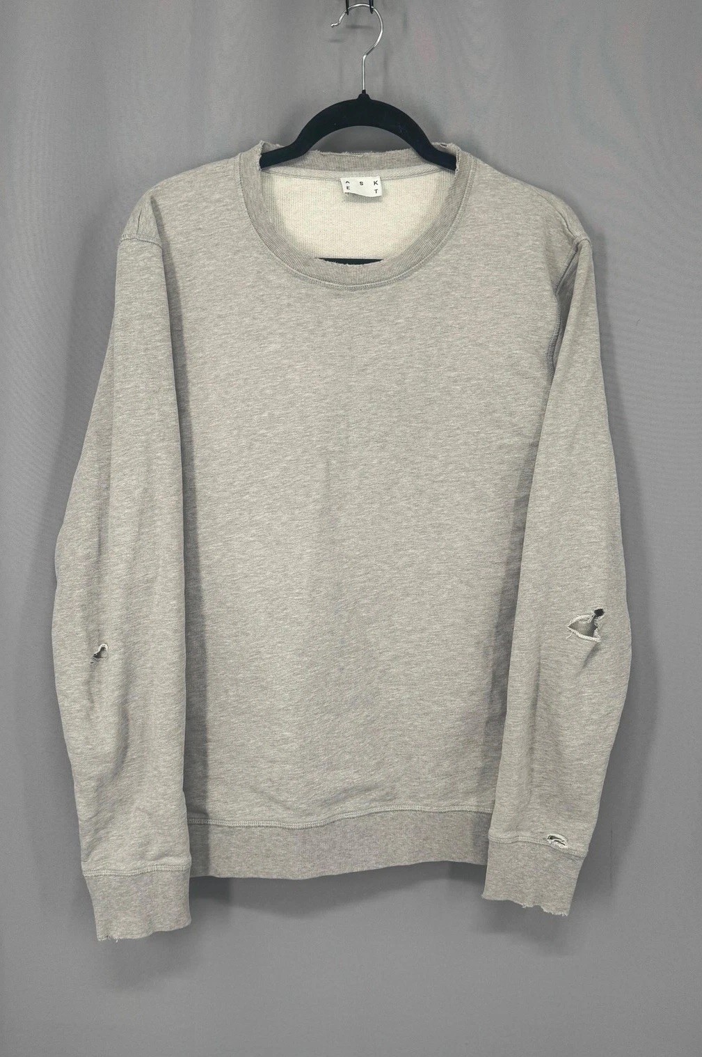 ASKET Sweatshirt Mens Large Gray Crewneck Pullover 100% Cotton Fleece Portugal