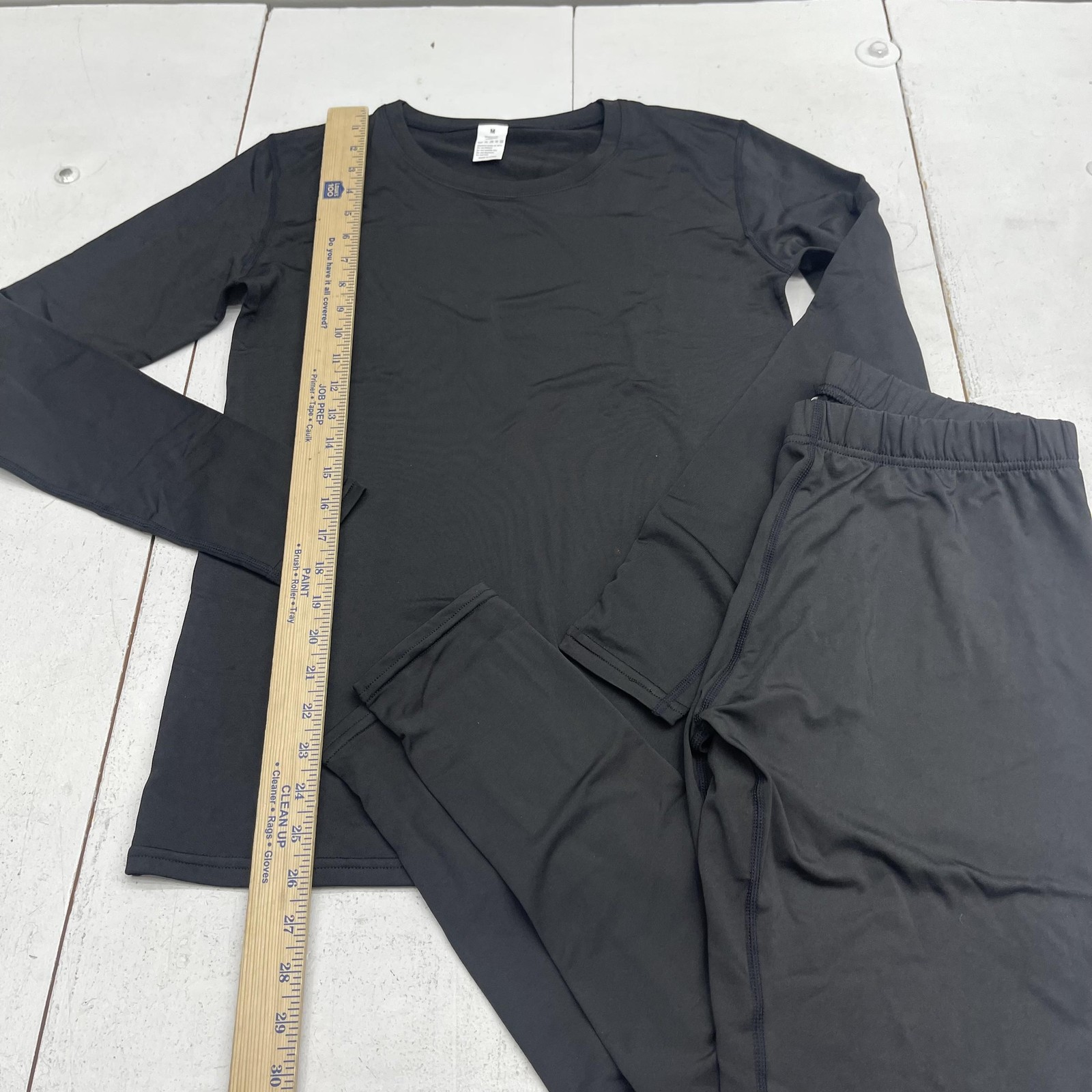 Thermal Long Johns Underwear Set Mens Medium Black Microfiber 2 Piece Base Layer
