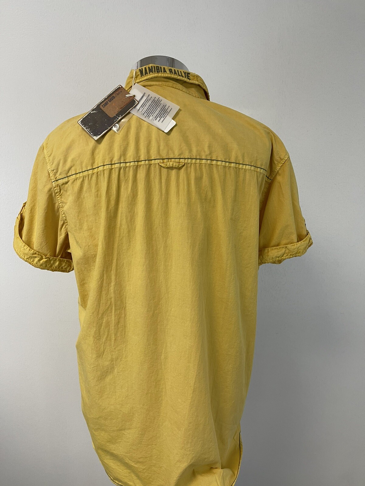 Camp David Shirt Mens Small Button Up Namibia Flag Embroidered Yellow N181