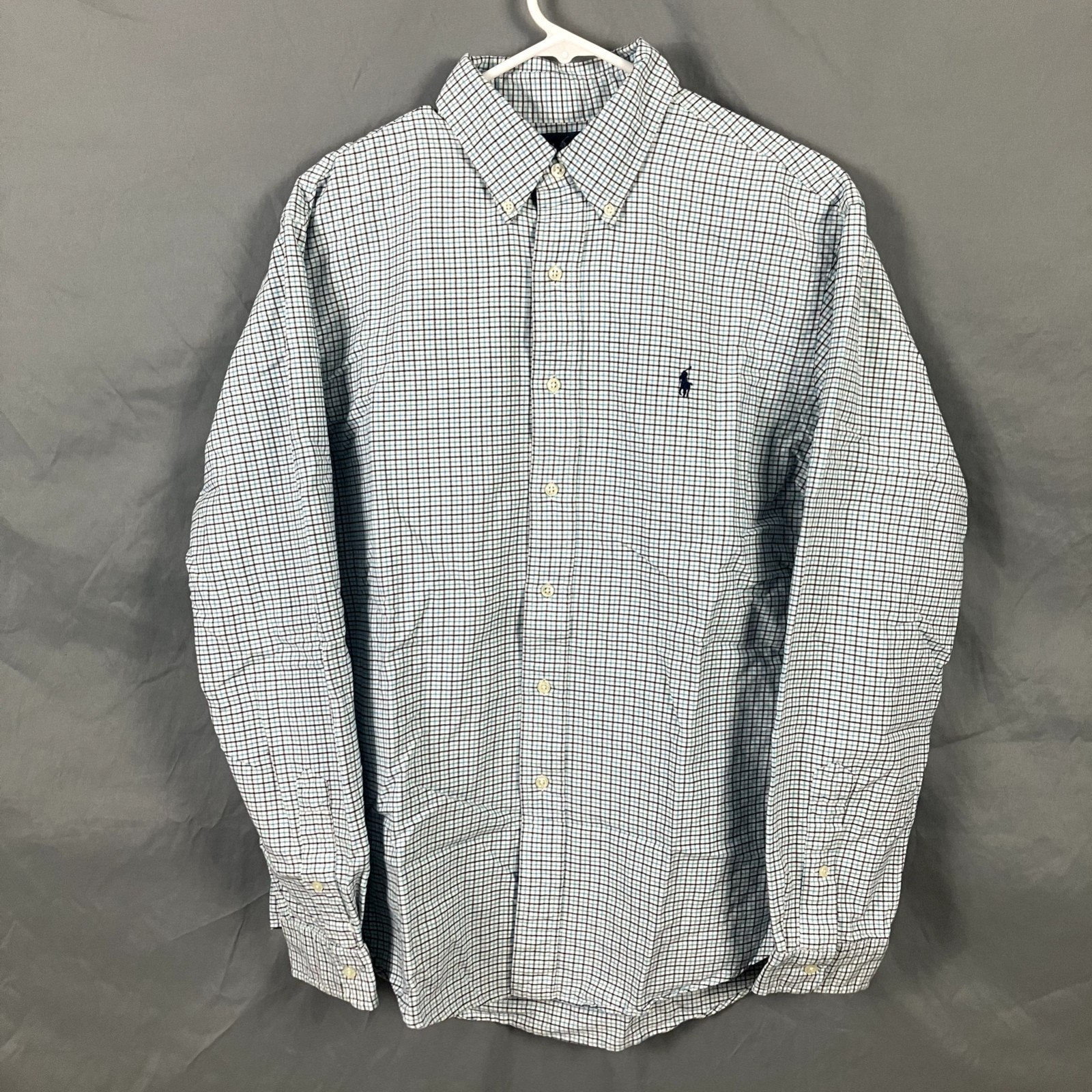 Ralph Lauren Custom Fit Mens L Button Down Long Sleeve Shirt Check Small Pony