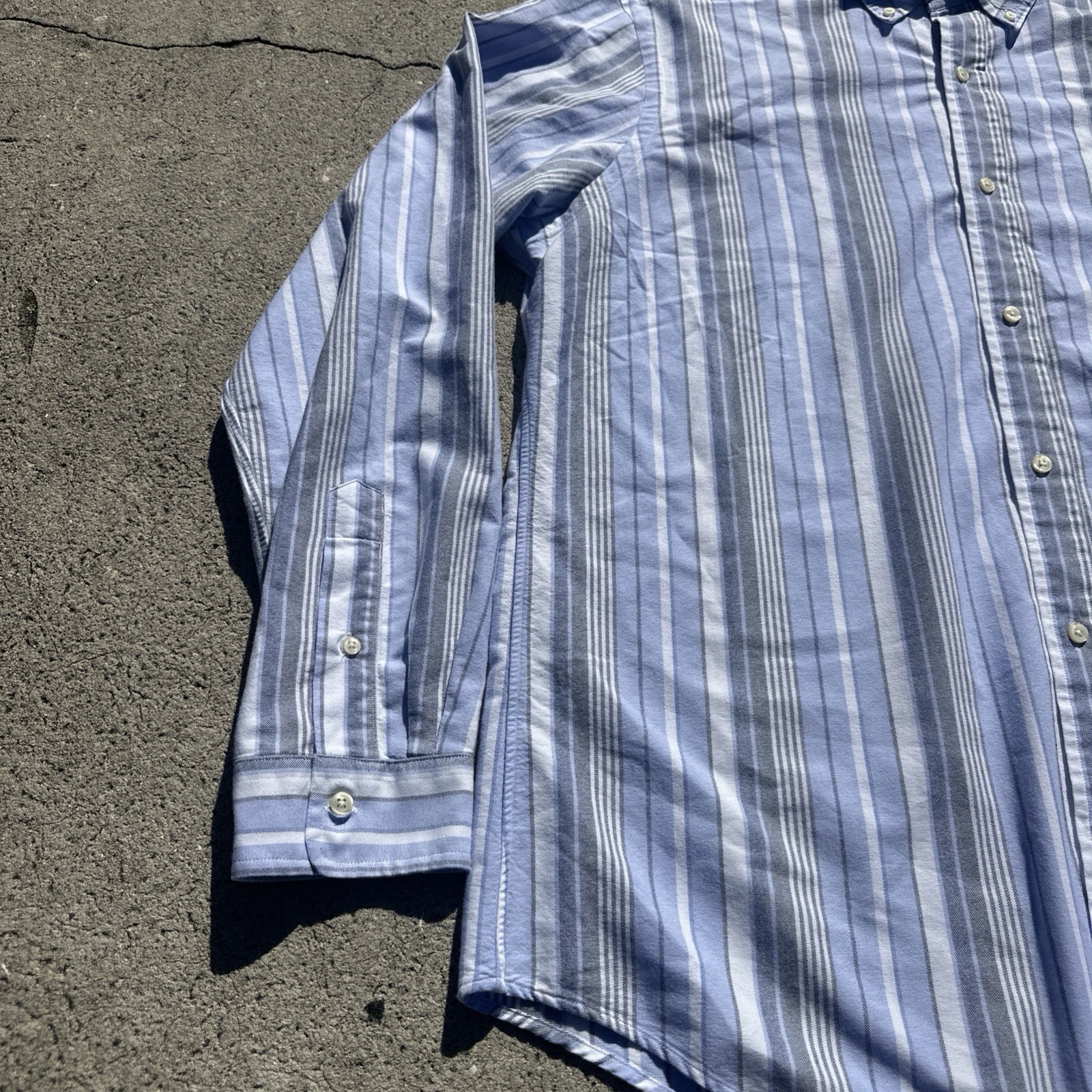 Polo Ralph Lauren Classic Fit Oxford Shirt Blue Striped Mens XL Flesh Pony Horse