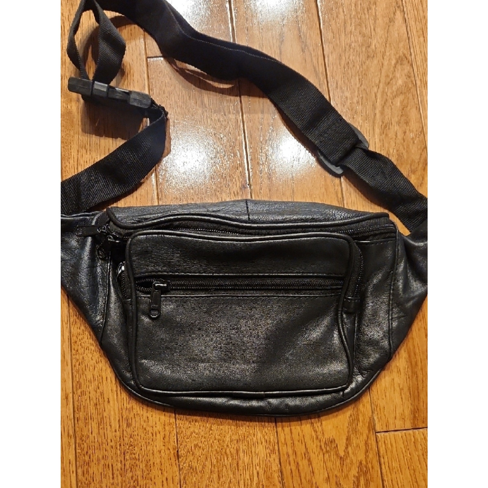 Black Leather Waist Bag – Classic Men’s Fanny Pack P-004