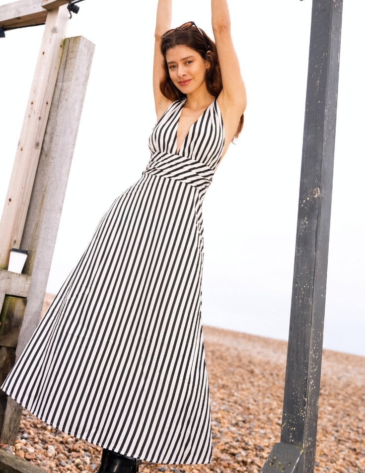 Stripe Backless Pockets Dress size M