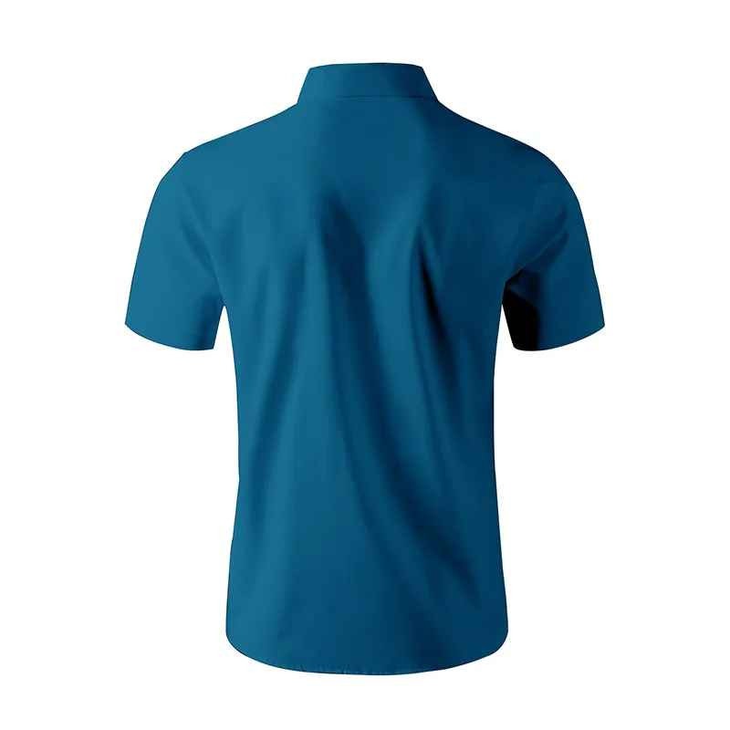 Mens Business Casual Solid Color Short Sleeve Summer Shirt No Iron Beach Gift