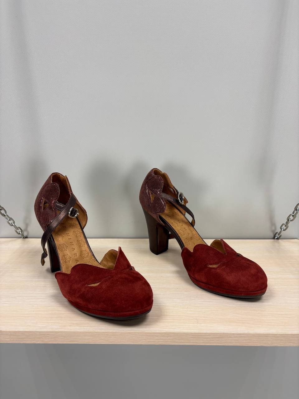 Womens heels Chie Mihara Size 37 1/2 Color Burgundy Duties Paid (USA)