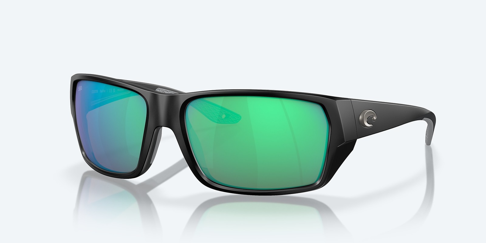 Costa Del Mar Tailfin Matte Black/Green Mirror 580G Polarized 60 mm Sunglasses
