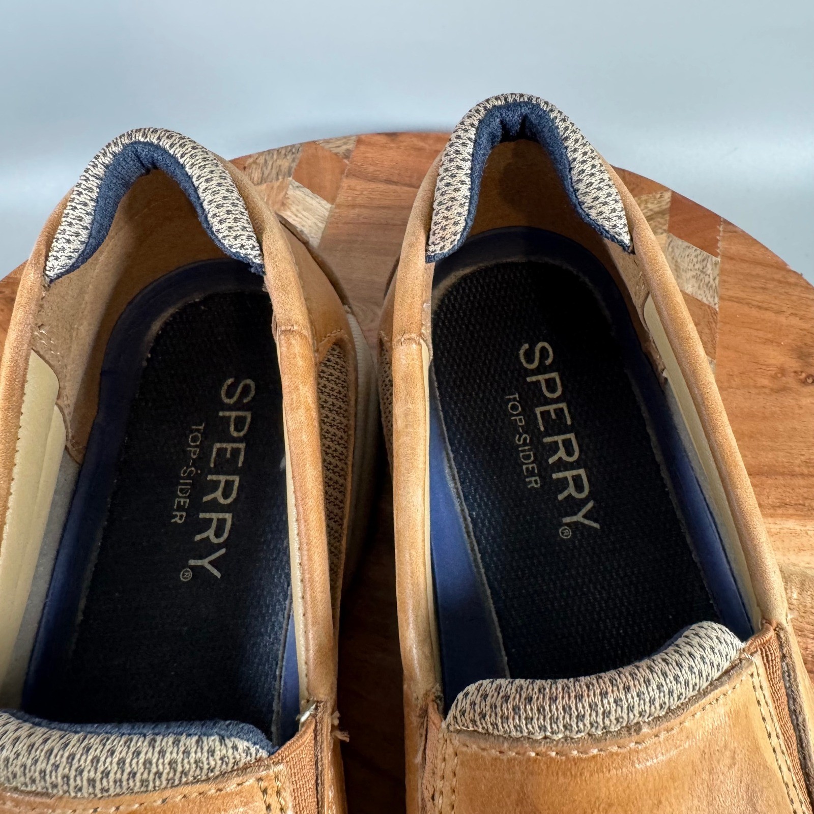 Sperry Top-Sider Mens Tan Brown Leather Mesh Slip On Loafers STS22540 Size 11