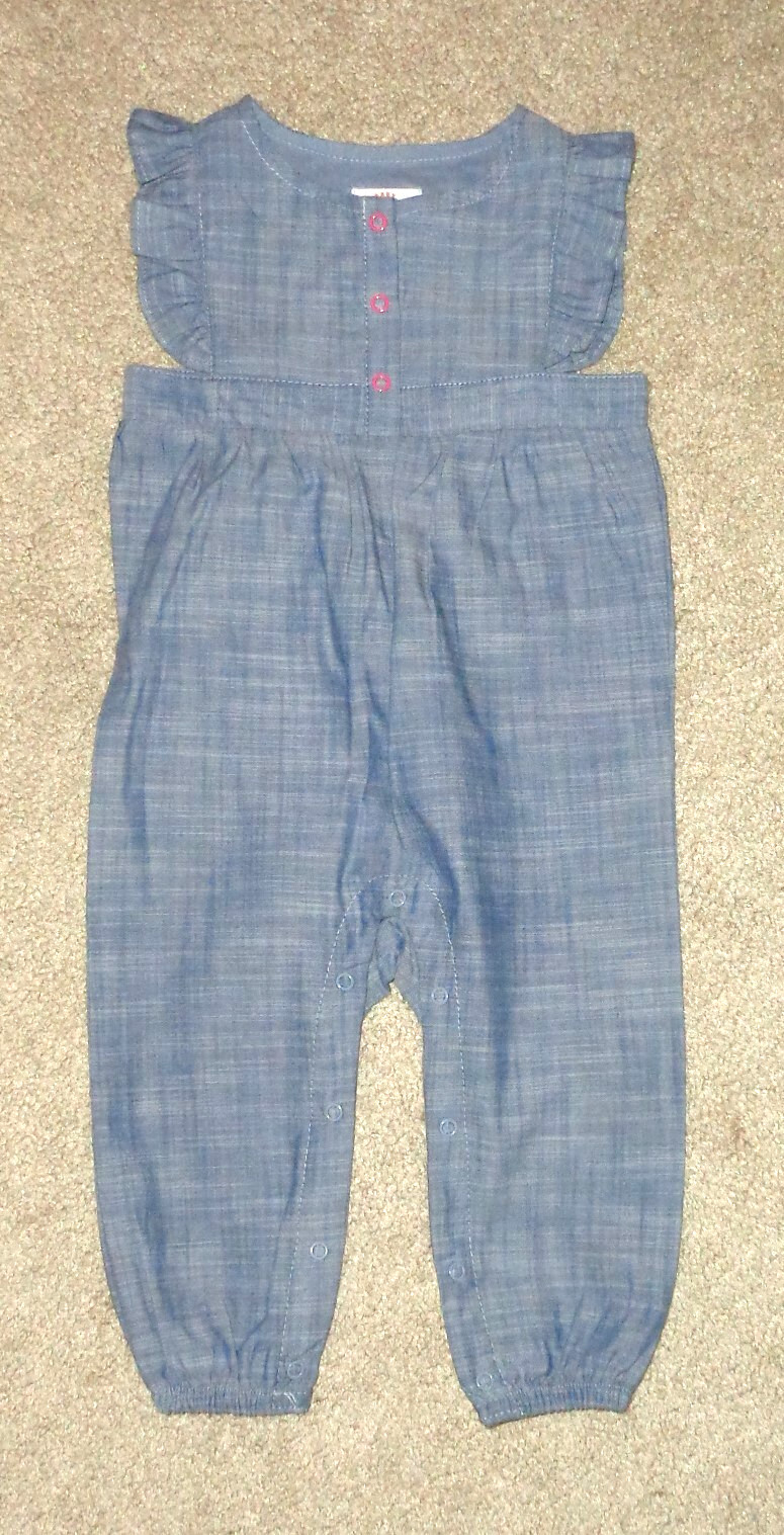 Cat & Jack Baby Girls Blue Overalls Jumpsuit Ruffled Cap Sleeve 6-9 Months New