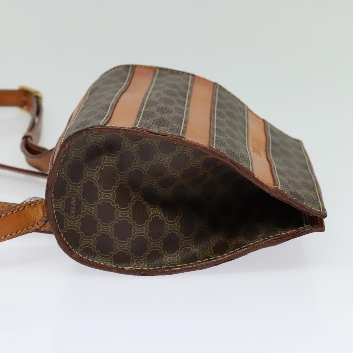 CELINE Macadam Canvas Backpack PVC Leather Brown Gold Auth 131672