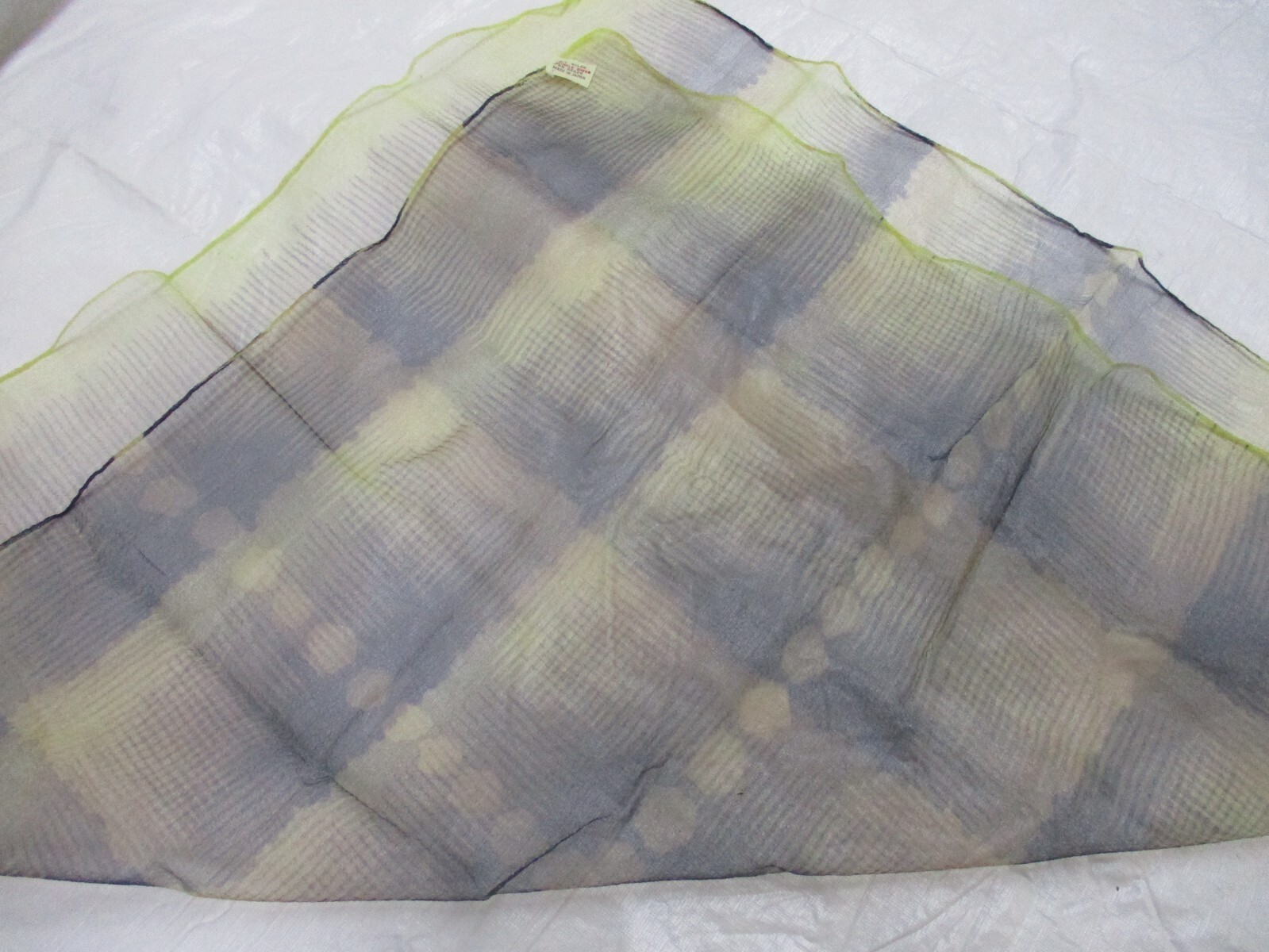 Vintage Ladies Twinkle Sheer Scarf – Black, Brown, Yellow – 25″ x 26″ – Japan