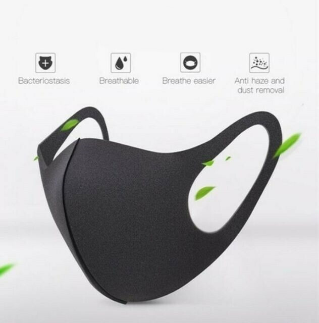 Black Reusable Foam Sponge Face Mask Cloth Washable Breathable Face Cover Lot