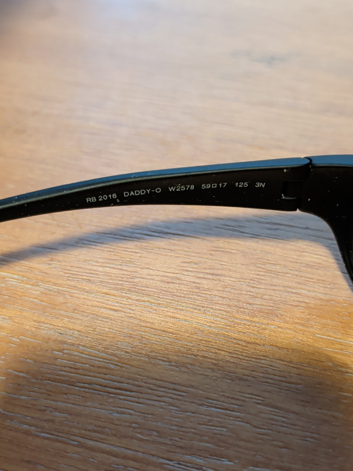 Ray-Ban Daddy-O RB2016 W2578 Sunglasses Frame Only Italy Black 59-17-125