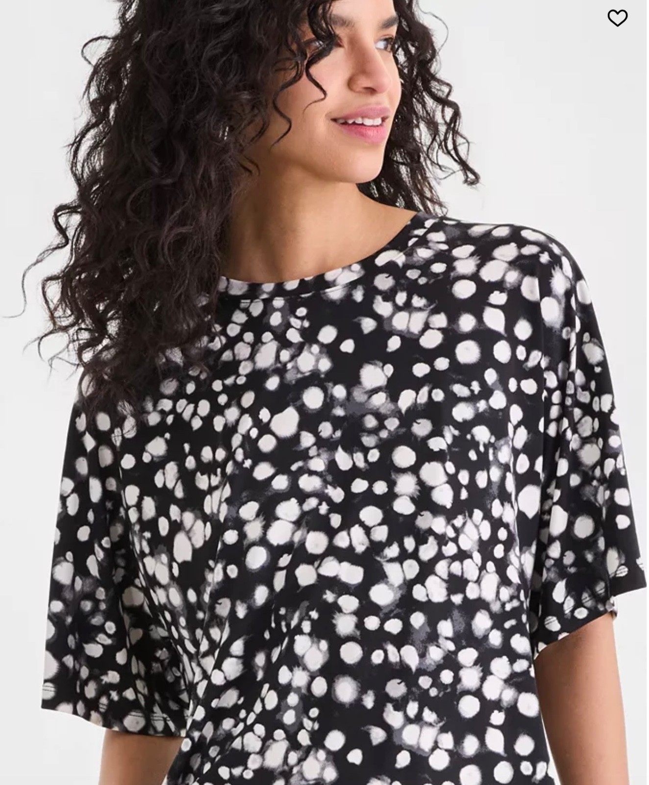 Macy’s Exclusive Women’s Silky Jersey Elbow-Sleeve T-Shirt Black & White NWT