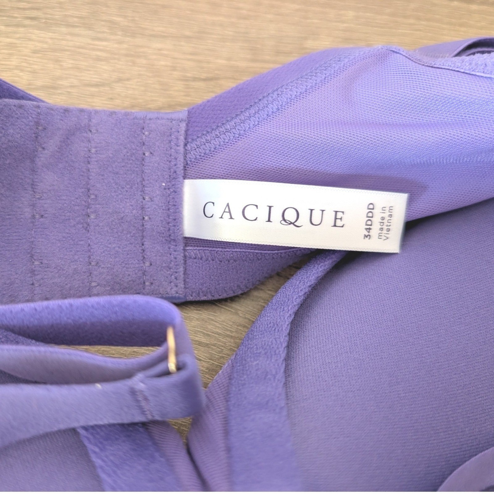 NWT Cacique Max Boost Plunge Bra 34DDD Purple Floral Lace Strappy Underwire