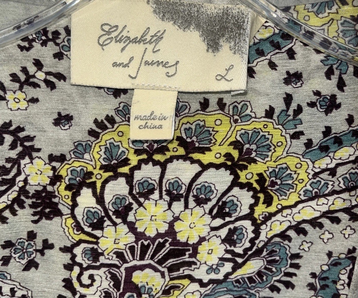 Elizabeth and James Silk Paisley Boho Blouse Top Large v2