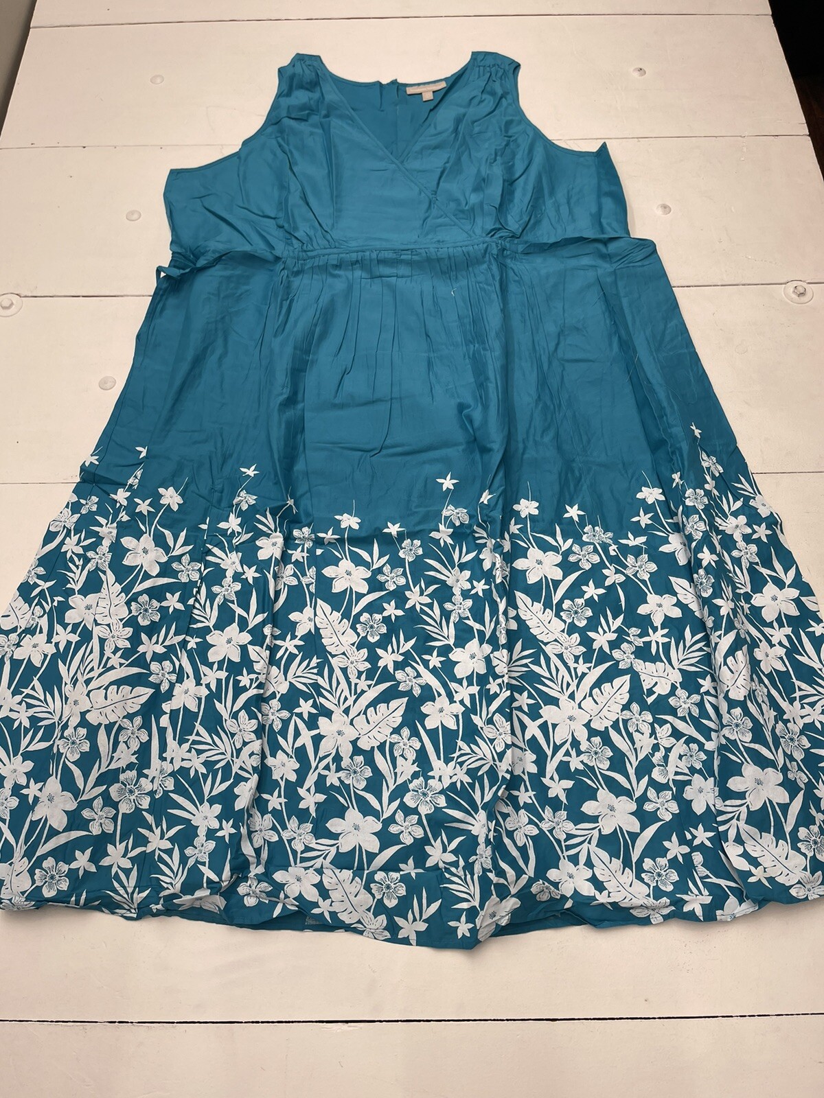 Woman Within Blue Floral Tie Waist Dress Women’s Size 30W