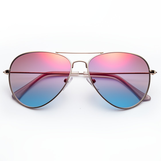 2 TONE LENS PINK-BLUE AVIATOR STYLE MEN WOMEN GOLD METAL FRAME SUNGLASSES UVB